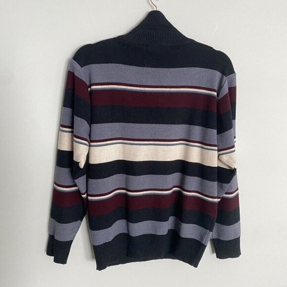 Vintage Kin Don Sweater 1/4 Zip Striped Mock Neck - Picture 4 of 7